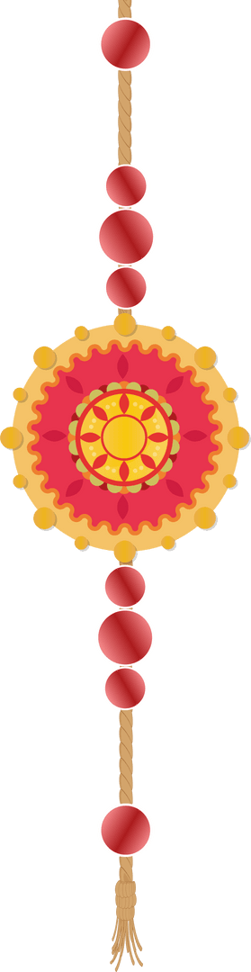 Decorative Ornament with Glossy Beads on Transparent Background