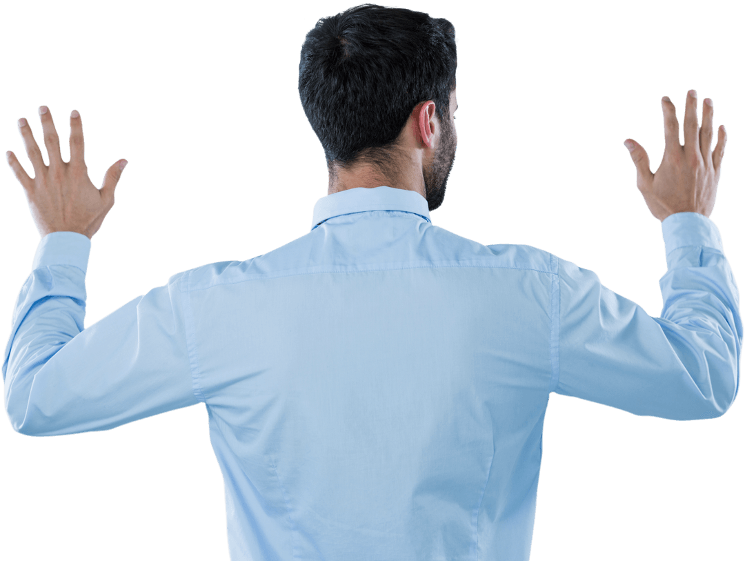 Businessman Hand Gesture Against Transparent Background Technology Concept