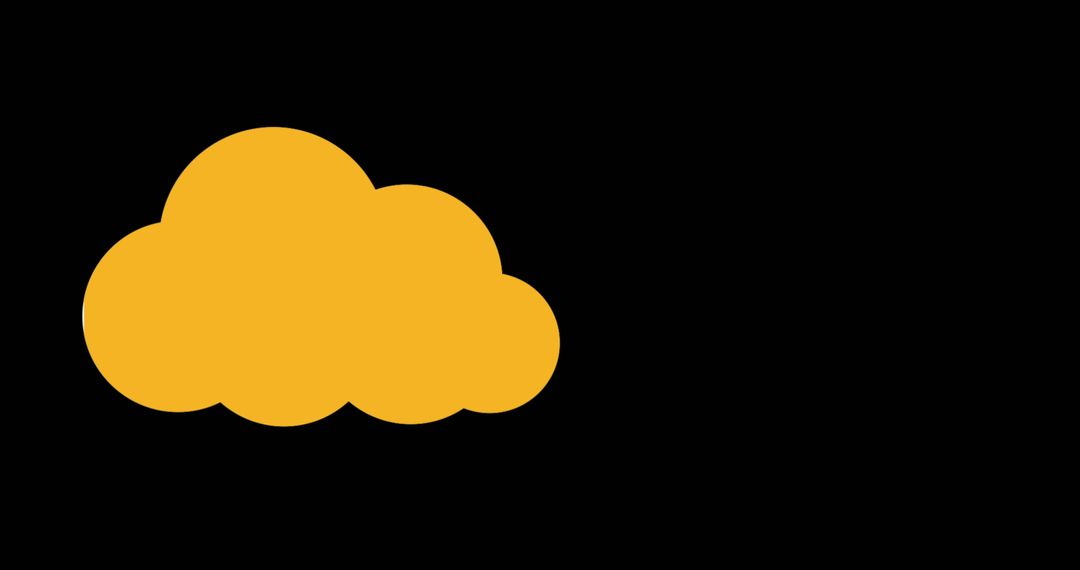 Yellow Cloud Icon on Black Background with Copy Space