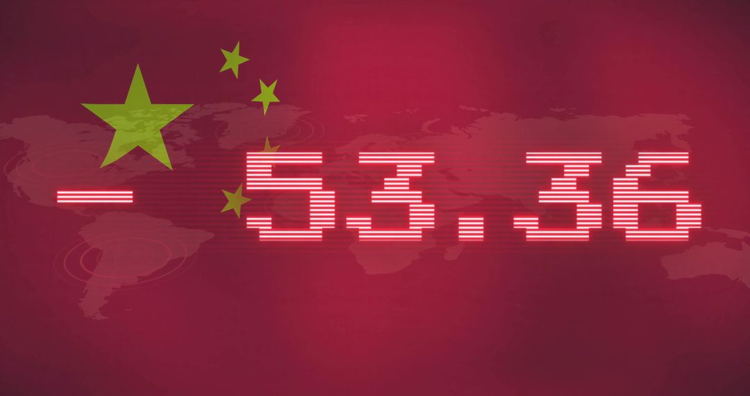 China Financial Decline Over World Map Background