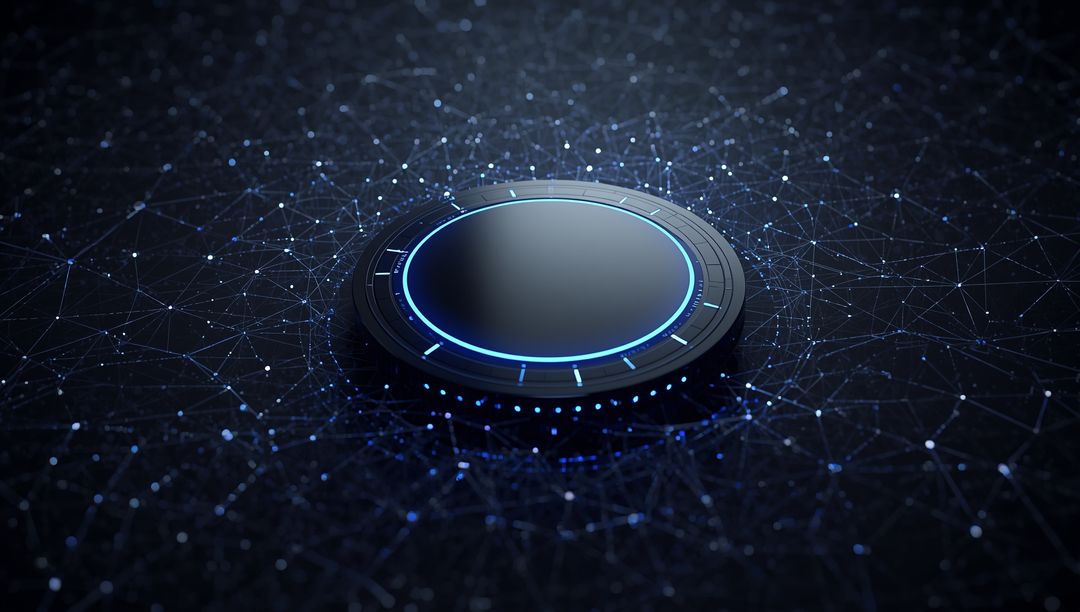 Futuristic Control Knob with LED Lighting in Network Grid