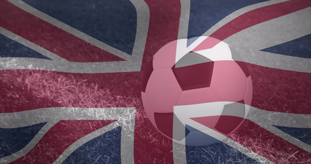 Waving UK Flag Overlay on Soccer Ball for World Cup Concept