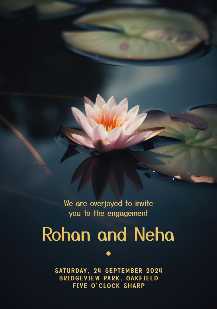 Engagement Invitation with Lotus Reflection in Water - Download Free Stock Templates Pikwizard.com