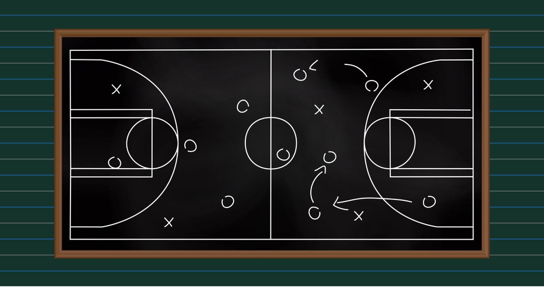 Basketball Court Strategy Diagram on Chalkboard