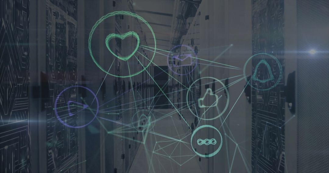 Digital Connections Overlapping Modern Server Room