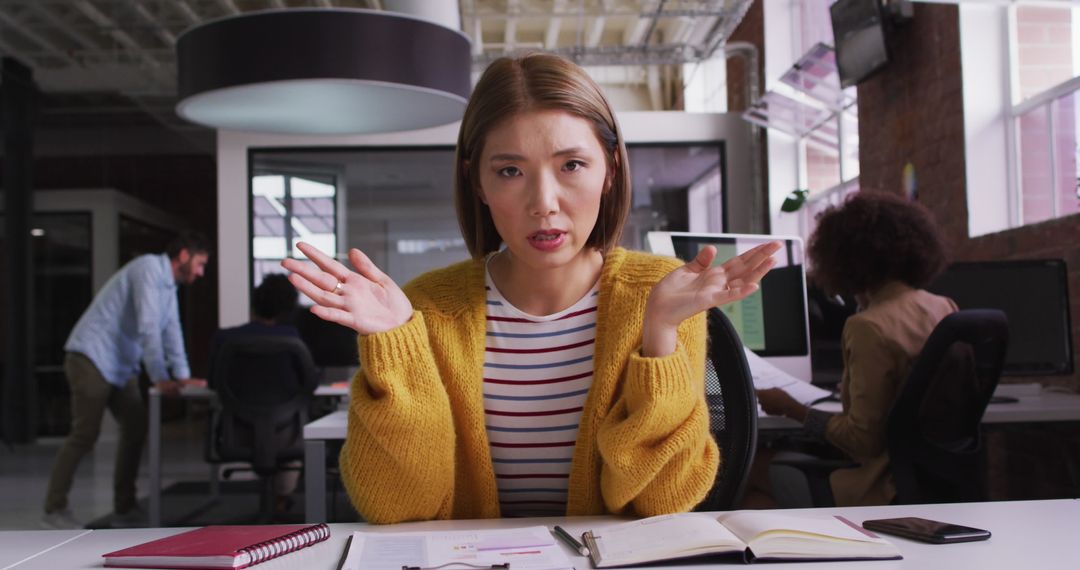 Frustrated Businesswoman in Modern Office Setting