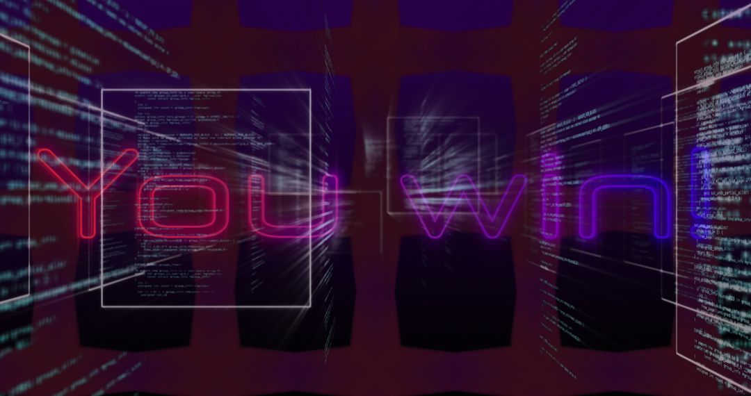 You Win Display Computer Code Matrix Background