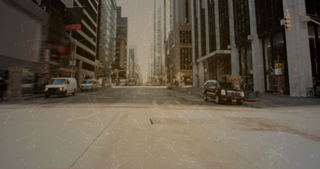 Digitally Generated Cryptocurrency Financial Futurism with Cityscape