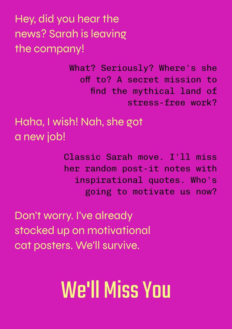 Farewell Message on Vibrant Pink Background for Colleague Leaving Job - Download Free Stock Templates Pikwizard.com