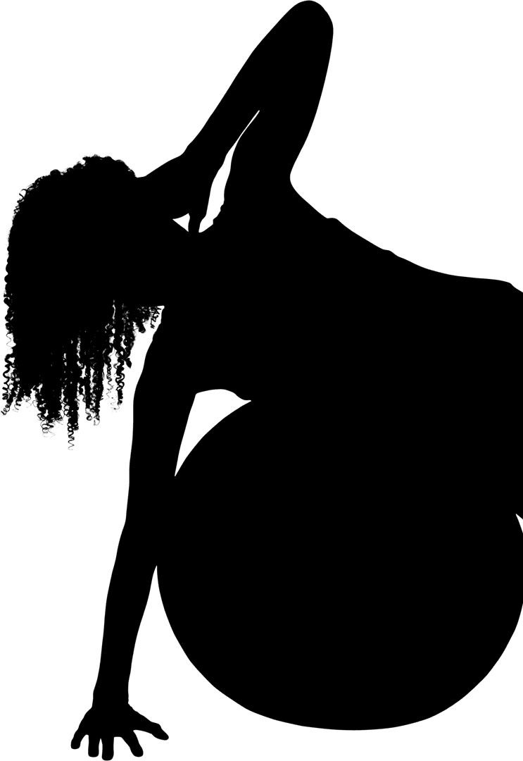 Transparent Silhouette Woman Exercising with Exercise Ball Yoga Pose