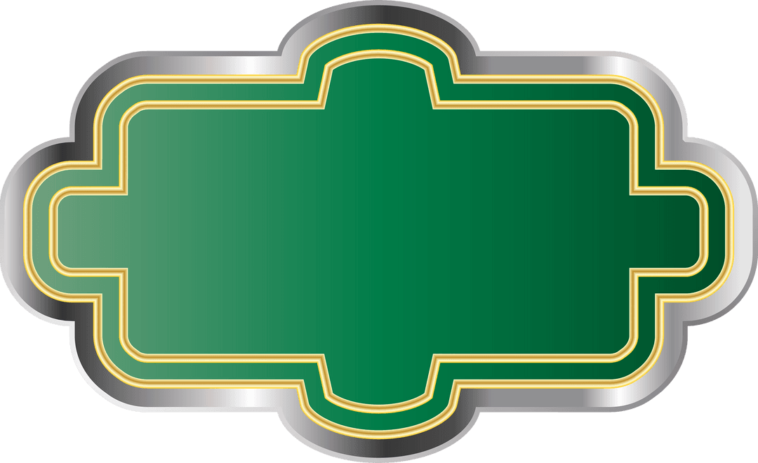 Elegant Green and Gold Frame on Transparent Background