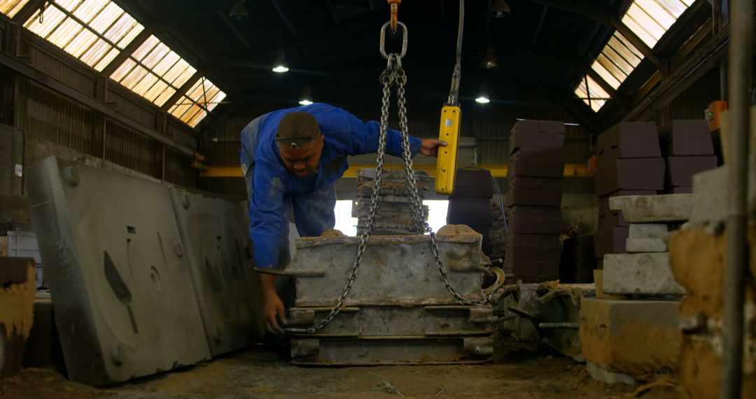 Worker Operating Heavy Machinery in Industrial Factory - Free Images, Stock Photos and Pictures on Pikwizard.com