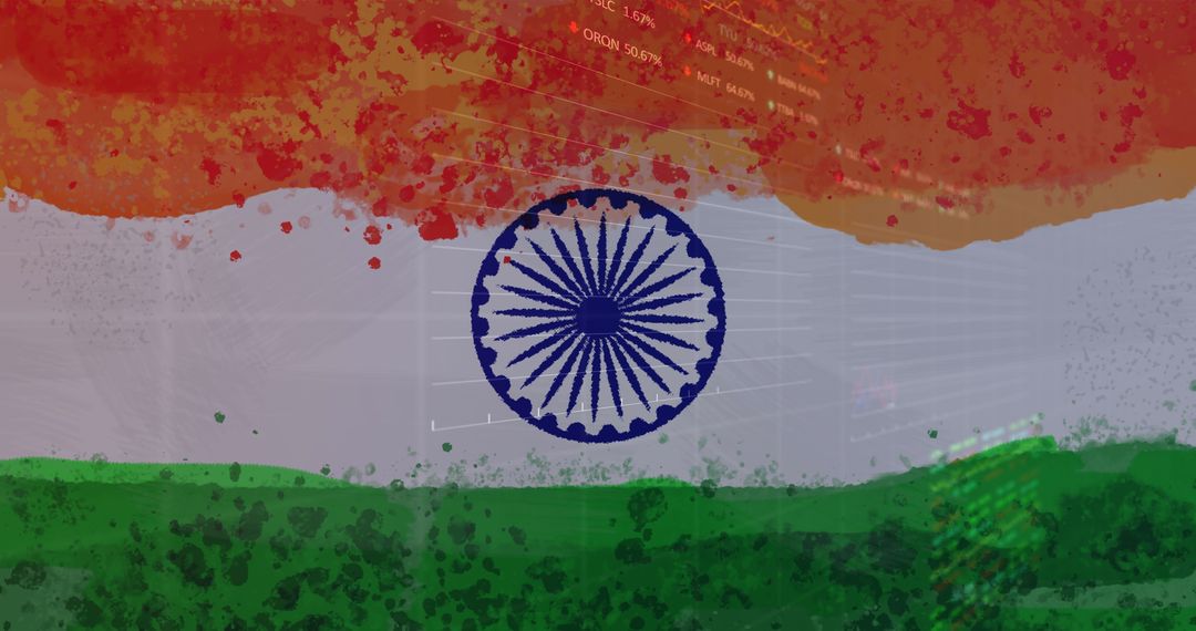 Indian Flag Overlaid with COVID-19 Statistics Visualization - Free Images, Stock Photos and Pictures on Pikwizard.com