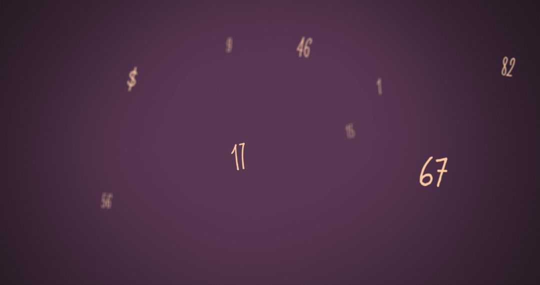 Floating Numbers and Symbols on Purple Background