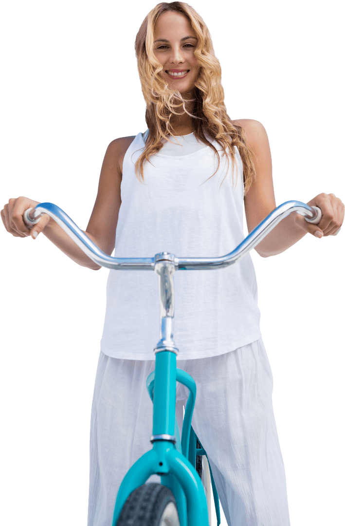 Transparent Happy Woman Enjoying Cycling