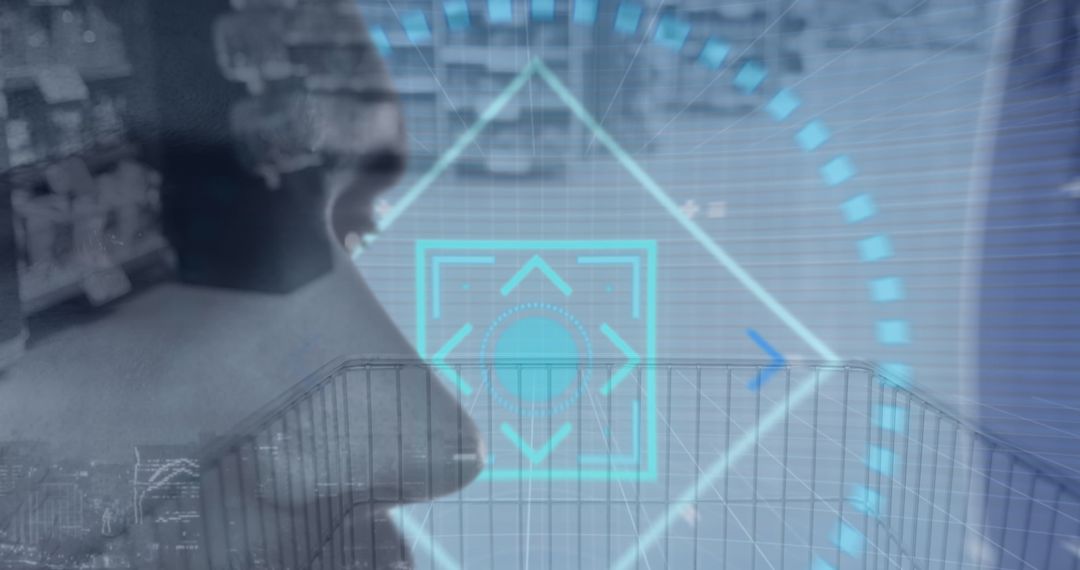 Futuristic Digital Interface on Shopping Cart