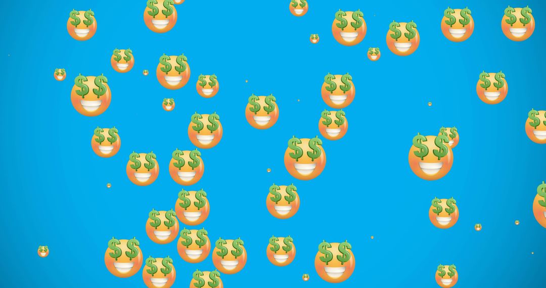 Dollar Sign Emojis on Blue Background for Finance Concepts
