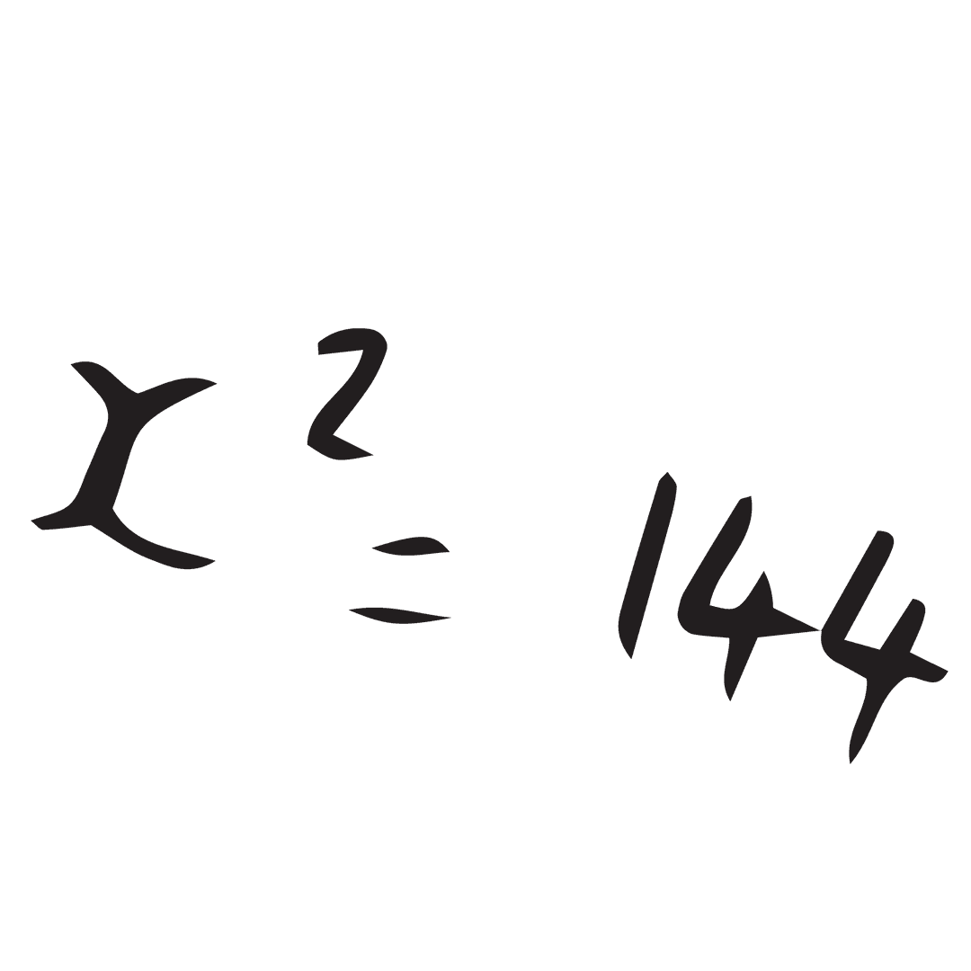 X Squared Equals 144 Transparent Math Equation Illustration