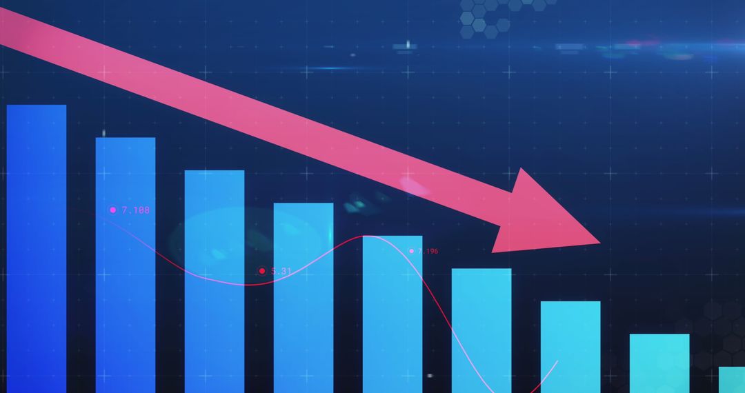 Red Arrow Displaying Market Decline Over Bar Chart