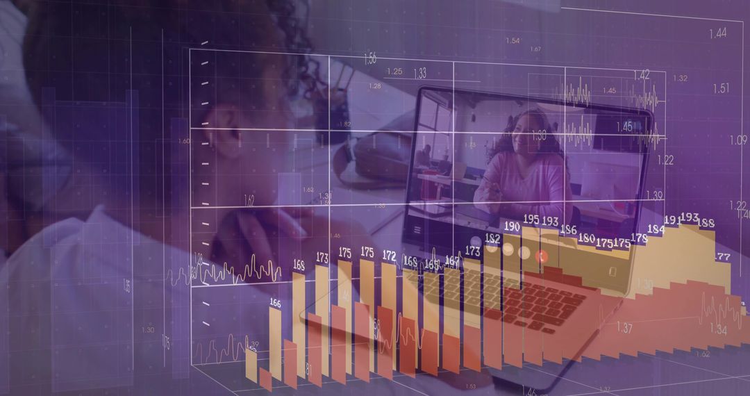 Professional Woman Collaborating with Digital Data Interface