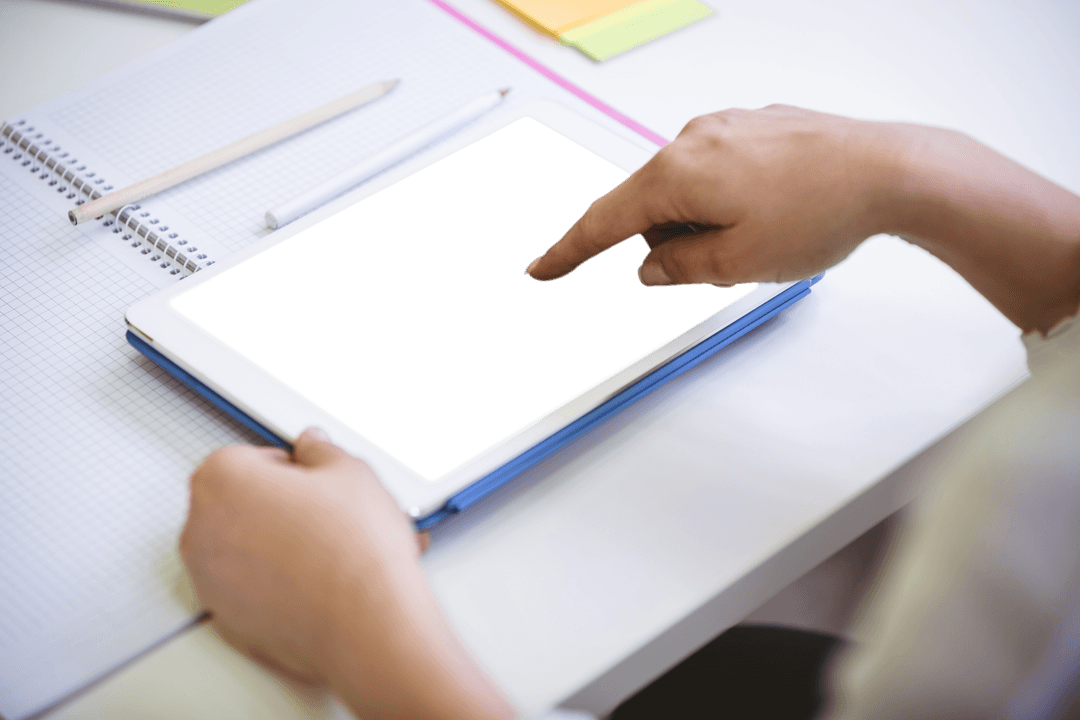 Transparent Screen Tablet Usage in Office Setting