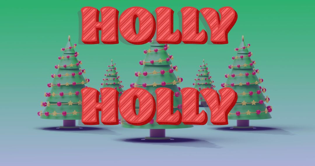 Festive Cheer with 3D Text and Christmas Trees