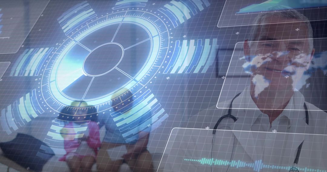 Telemedicine holographic interface connecting pediatric family on tablet with remote doctor