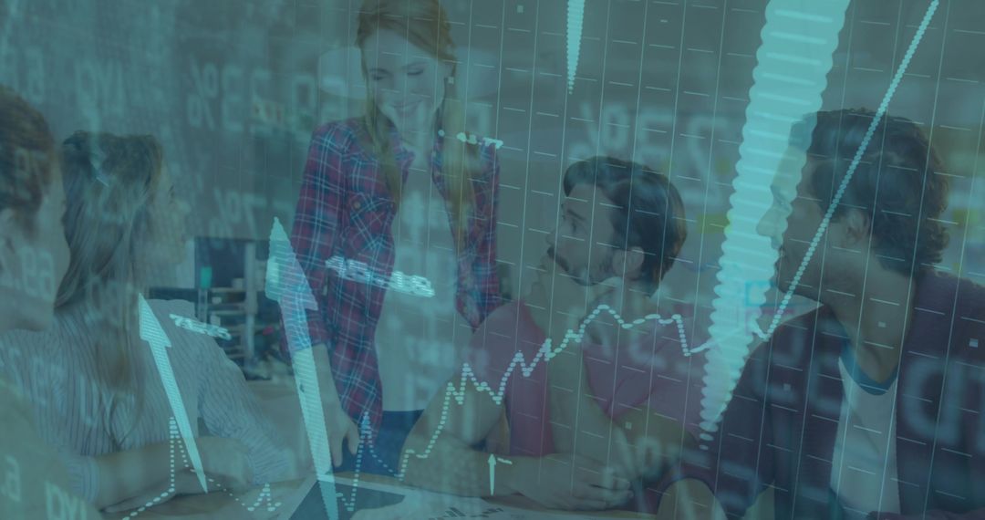 Team Collaborative Discussion with Growth Chart Overlay