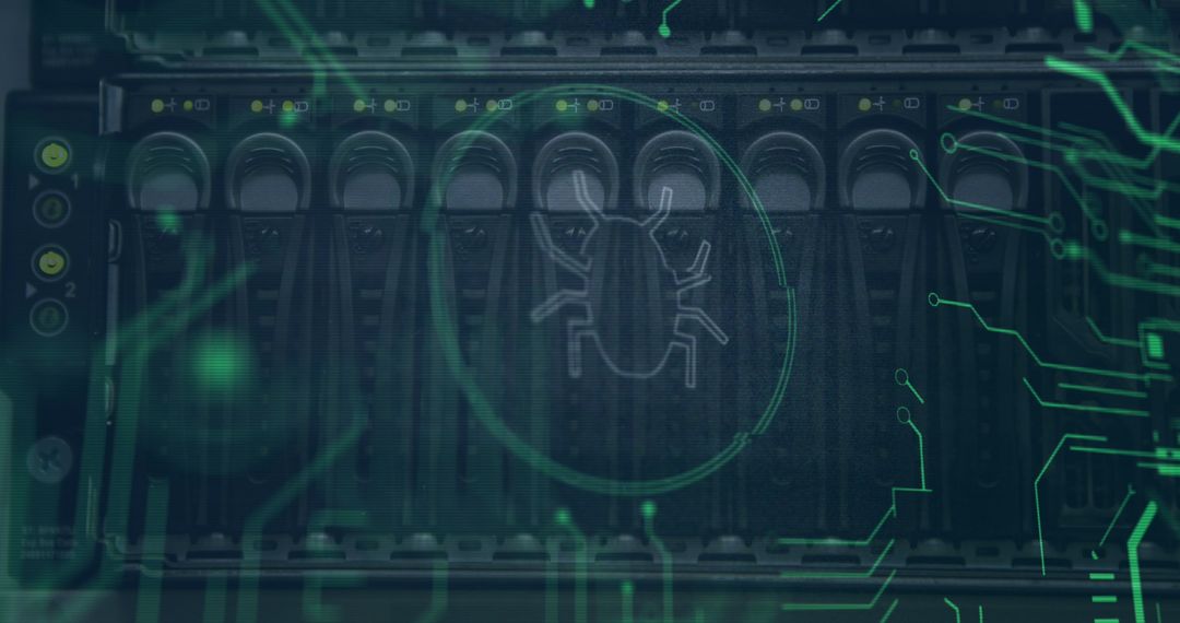 Digital Data Breach Cyber Security Concept with Bug Icon