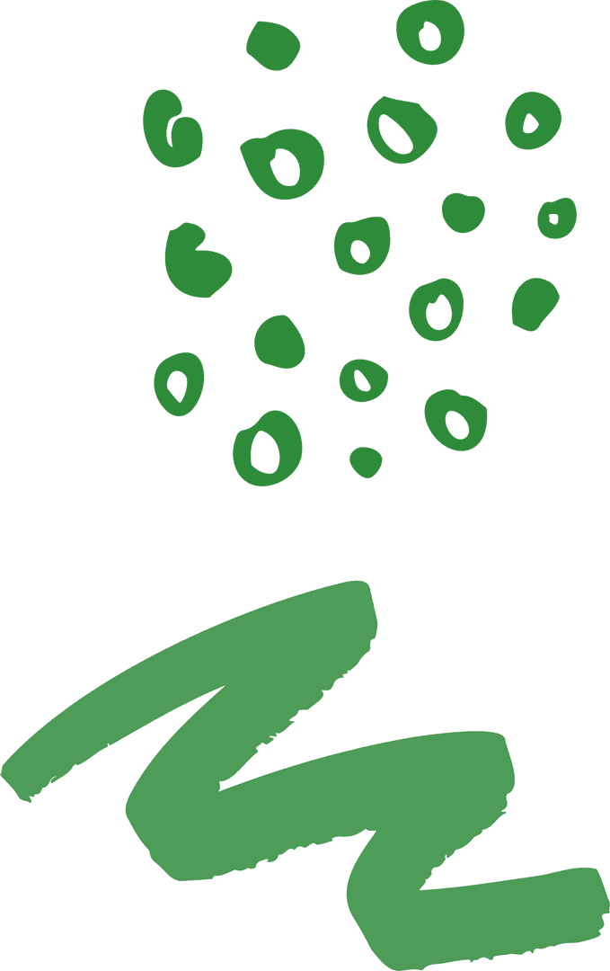 Vibrant Abstract Green Ovals with Zigzag Brush on Transparent Background