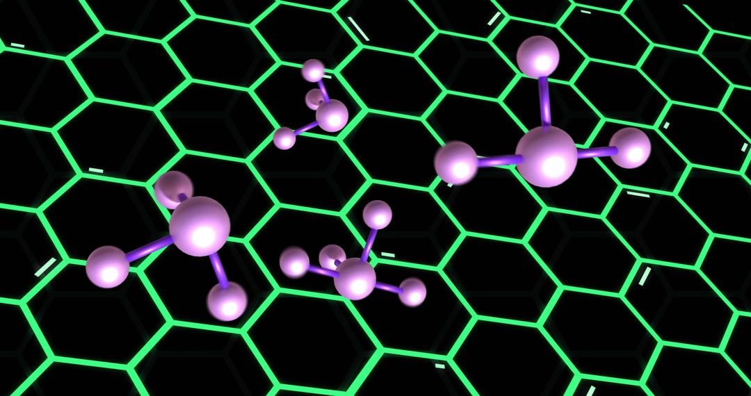 Futuristic Molecules Over Glowing Hexagonal Grid Background