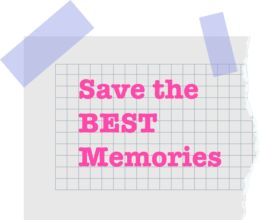 Torn Grid Page with Pink Motivational Text on Transparent Background