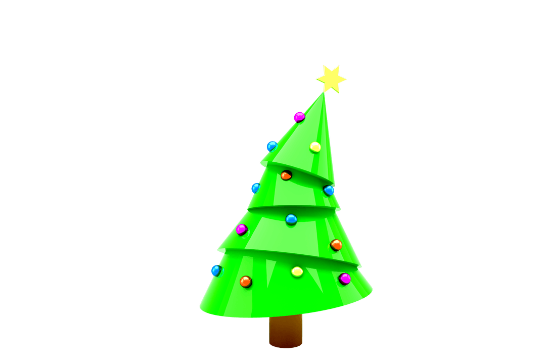 Digital Christmas Tree Illustration with Transparent Background