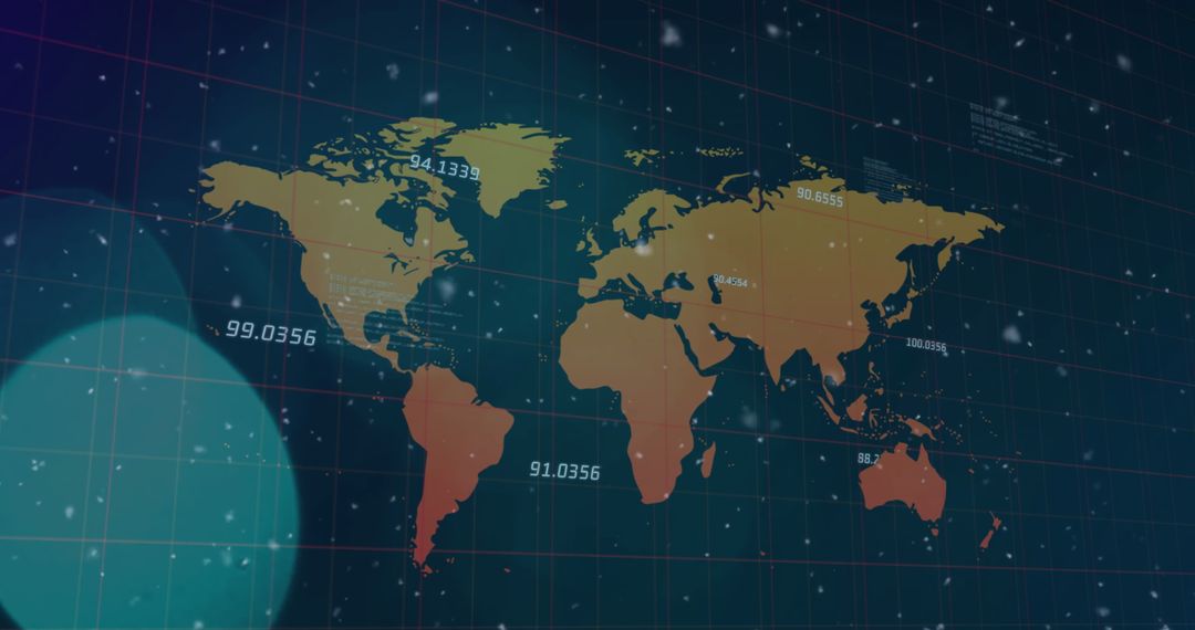 Digital World Map with Data and Light Effects