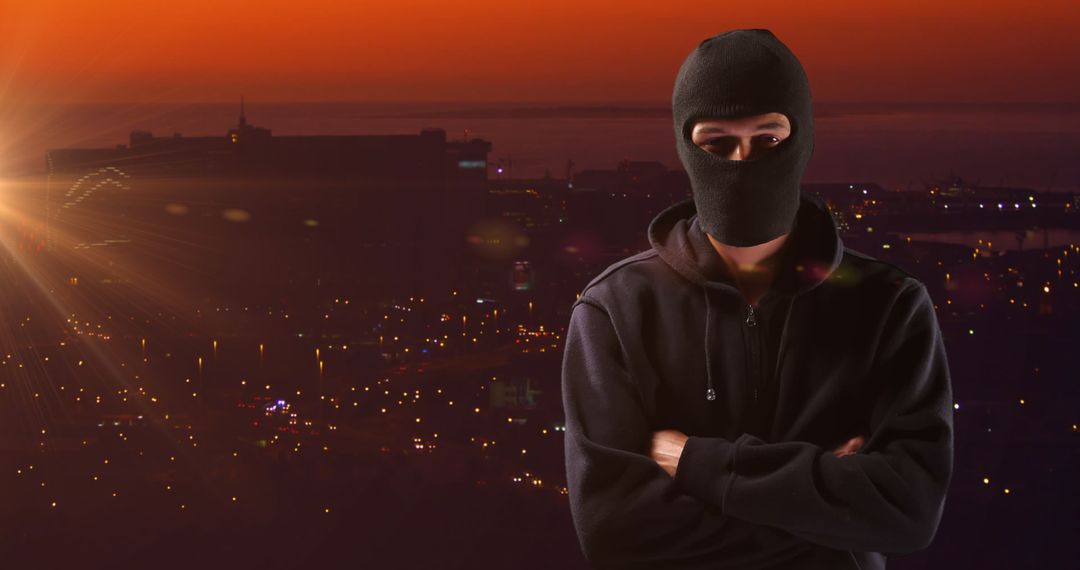 Mysterious Person in Hood Admiring Cityscape