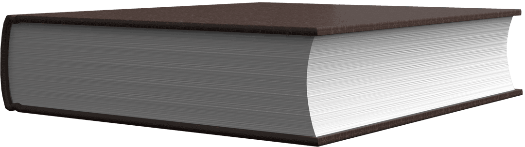 Thick Hardcover Book with Blank Pages on Transparent Background