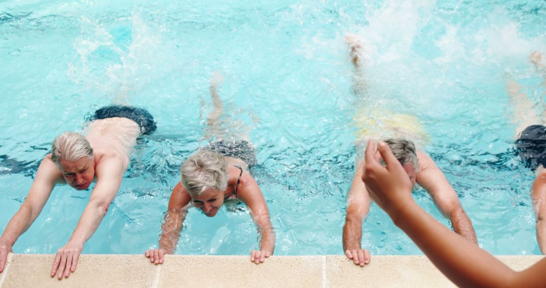 Seniors Engaging in Water Aerobics Class in Swimming Pool - Free Images, Stock Photos and Pictures on Pikwizard.com