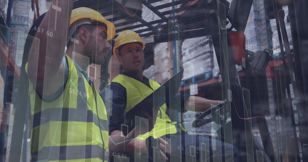 Warehouse Workers Analyzing Data for Inventory Management