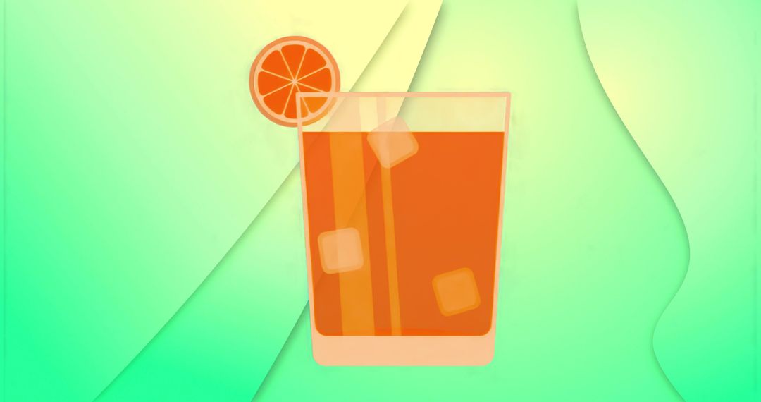 Refreshing Orange Beverage with Ice on Vibrant Abstract Background