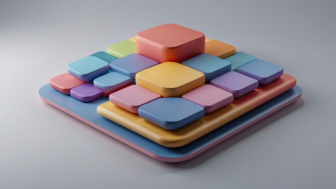 Colorful Stacked Pastel Blocks in Minimalist Pyramid Formation