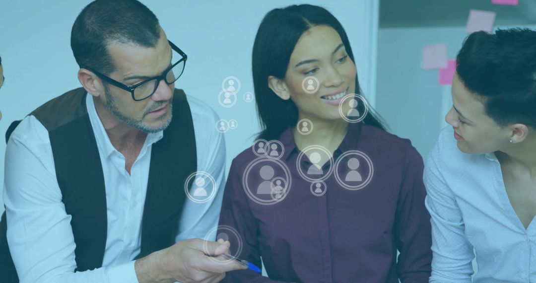 Diverse Team Engaging in Creative Digital Networking Discussion