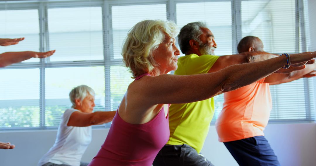 Senior Group Engaging in Yoga Session with Diverse Friends