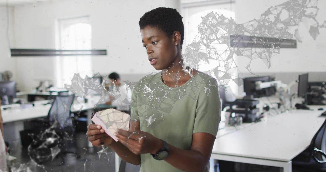 Digital Innovation Caucasian Woman in Modern Workspace