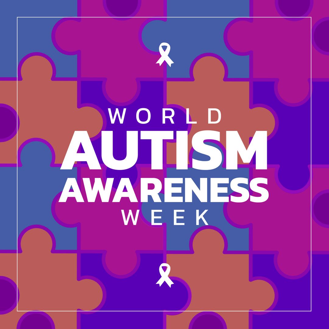 World Autism Awareness Week Text on Puzzle Piece Background