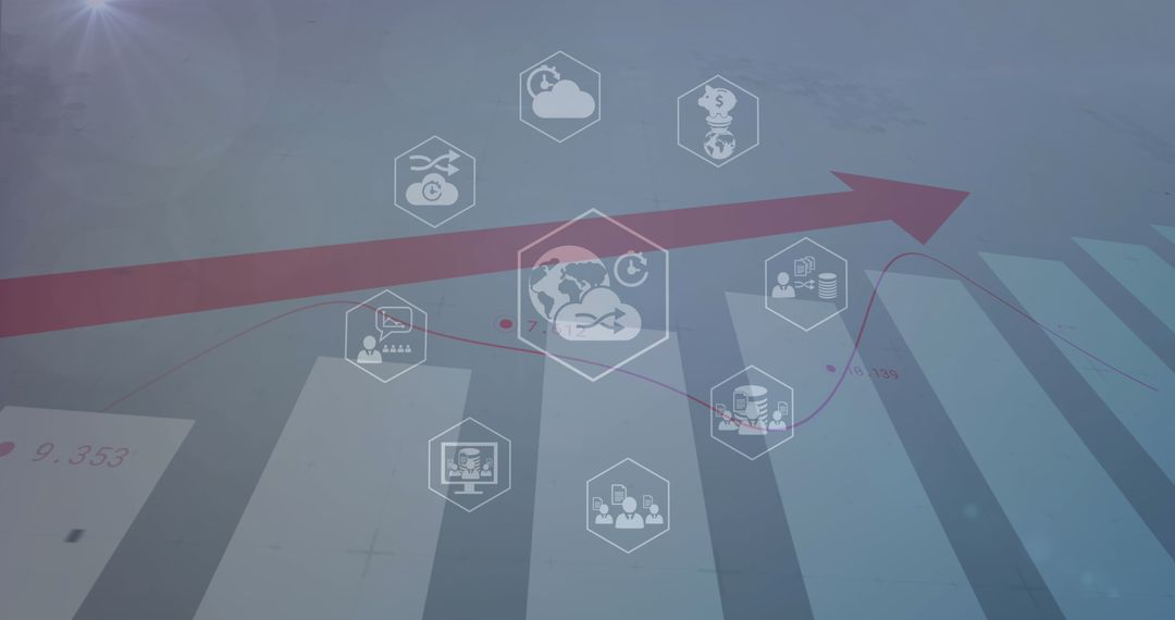 Global Business Technology Hologram Over Bar Graph