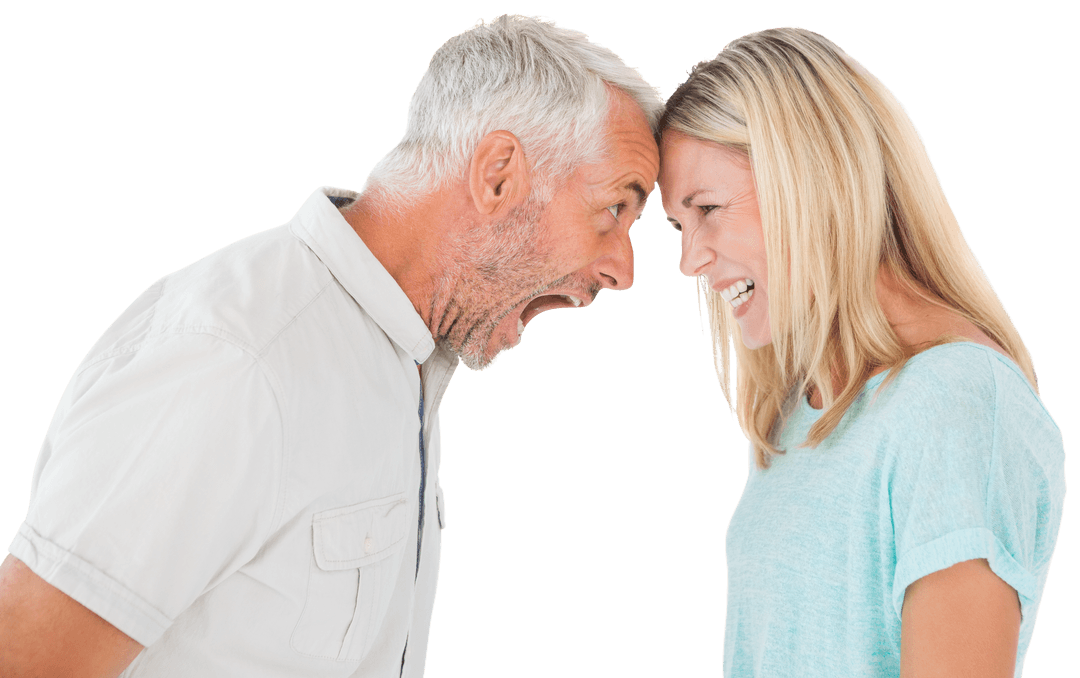 Transparent Angry Couple Arguing Gesture and Conflict Concept