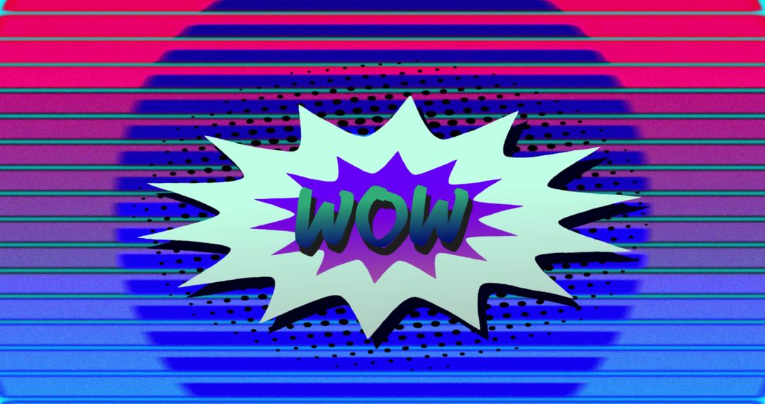 Retro Pop Art Style Wow with Vibrant Concentric Background