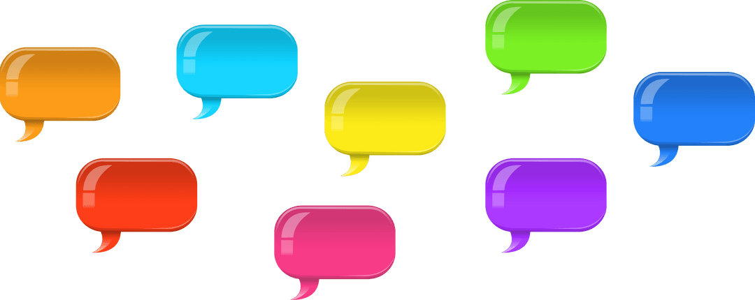 Colorful Transparent Speech Bubbles on Clear Background