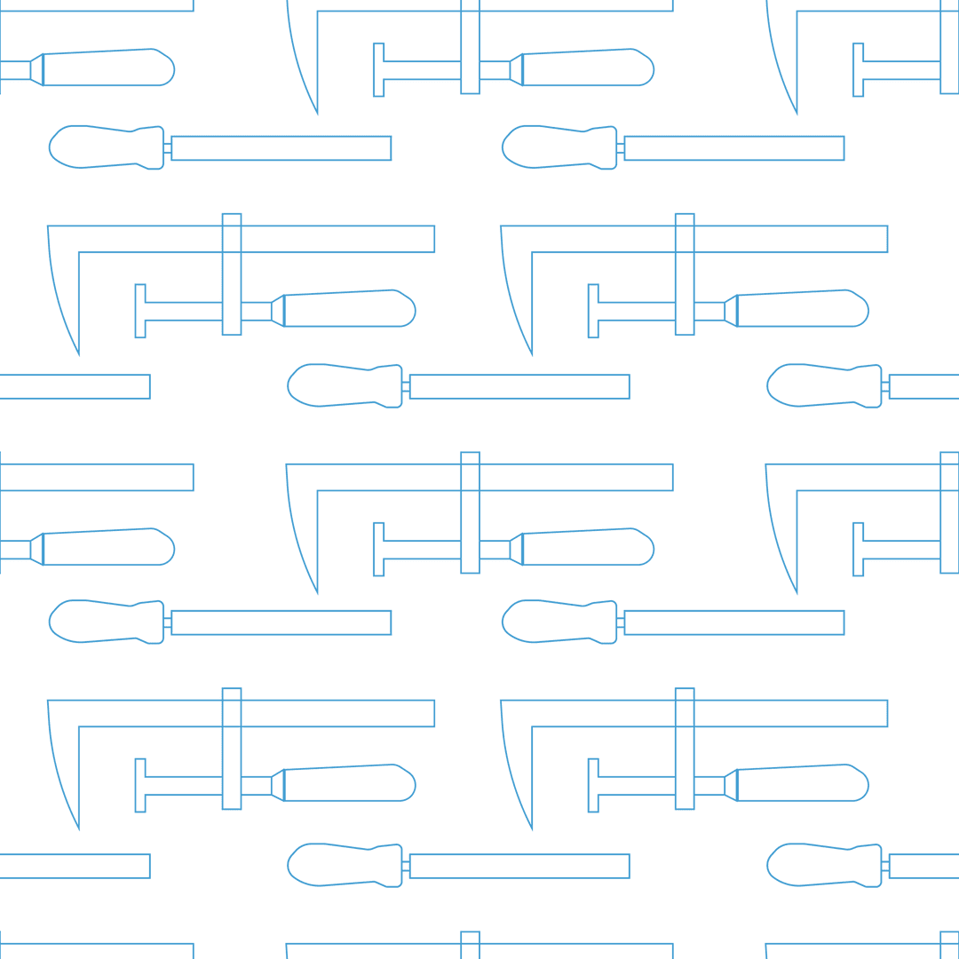 Seamless Pattern of Blue Workbench Tools on Transparent Background