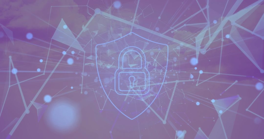 Digital Network with Security Lock Icon Overlay